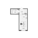 Студия, 29.3 м², жилая: 29.3 м², кухня: 3.2 м²