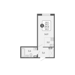 Студия, 29.3 м², жилая: 29.3 м², кухня: 3.2 м²
