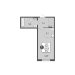 Студия, 29.3 м², жилая: 29.3 м², кухня: 3.2 м²